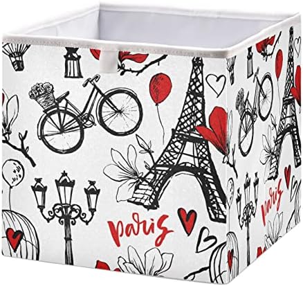 Олабаки Париз Ајфеловата Кула Балони За Велосипеди Корпа За Складирање Ткаенина Плакарот За Складирање Коцка Склопувачка Водоотпорна Кутија