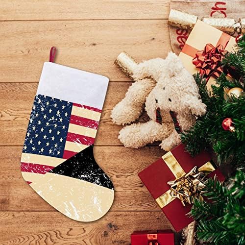 Американско и естонија ретро знаме црвени Божиќни празници за домашни украси за Божиќно дрво Камино виси чорапи
