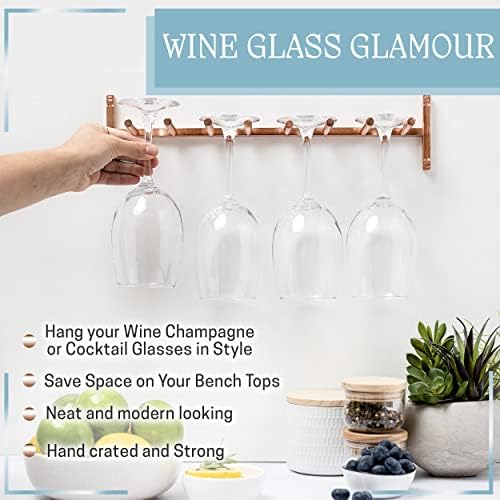 Стаклена решетка за вино, wallид поставена со вино со чаша, под кабинетот, решетката за кујна, чаша за стакло за вино, закачалка за складирање бакар што виси 4 чаши за в?