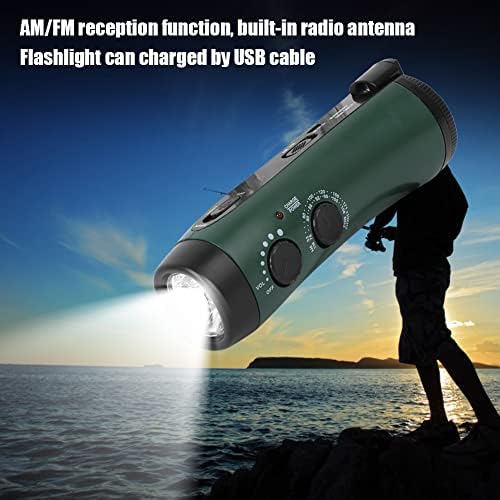 Радио -рачна мултифункционална светлина радио, 5LED фенерче, функција за прием AM/FM, вградена во радио антена, полнење со мобилни телефони, пластично
