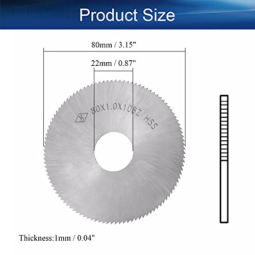 Auniwaig 80мм HSS кружен сечило за пила, диск за сечење на челик со голема брзина, со висока брзина, кружно тркало за сечење со дебелина од 1мм