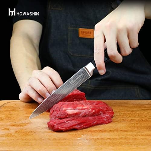Нож за комунален нож Howashin 5 Inch Sharn Professional Chef Германски високо јаглеродна кујна нож Ергономска рачка со божиќна кутија за