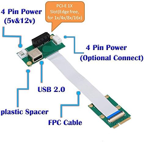 Mini PCI-E до PCI-E Express 1x Адаптер за адаптер за продолжување со USB-картичка