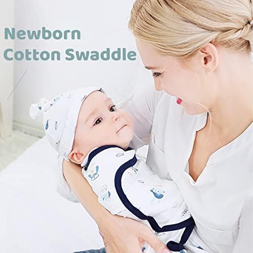 Сет на Swaddle Swaddle Set за бебе, памучна вреќа со капачиња со капачиња, прилагодлива вреќа за спиење, торба за спиење за новороденче