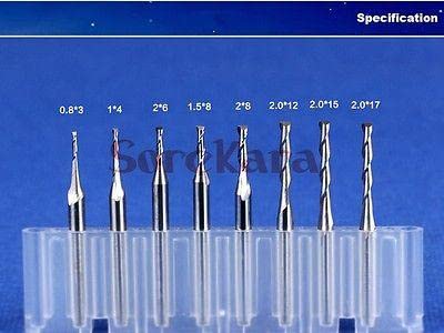 3,175x42mm карбид CNC рутер битови Две флејти за крајни мелници со двојни флејти за мелење на мелење спирално ПВЦ секач за обработка на