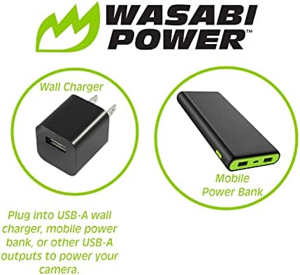 Wasabi Power DCC-NP-BX1 Dummy Battery DC спојник со USB-A влез за Sony ZV-1, MV1, WX500, CyberShot DSC H400, DSC-WX800, HDR-AS Series, FDR-X1000V,