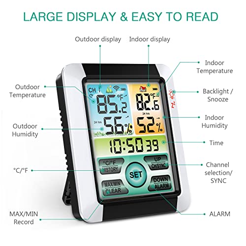 Орија Внатрешен Надворешен Хигрометар Термометар, Мерач На Влажност На Дигитална Температура Со Сензор, Мерач На Влажност На БЕЗЖИЧЕН