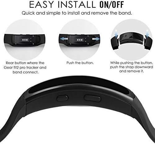 Oenfoto компатибилен Gear Fit2 Pro/Fit2 Band, замена на силиконски додатоци лента Samsung Gear Fit2 Pro SM-R365/Gear Fit2 SM-R360