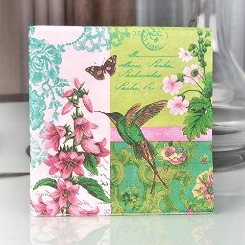 60 Пакет Цветни Хартиени Салфетки за Печатење француски Градинарски Коктел Салфетки 2-Слојни Салфетки За Ручек Пеперутка Птица За Еднократна