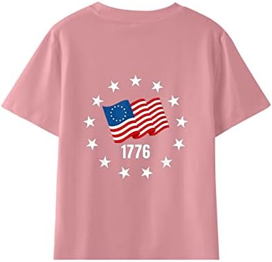 Денот на Денот на независноста на Денот на маицата Детска маичка со teвездички отпечатоци на врвови со кратки ракави лажичка за вратот лето