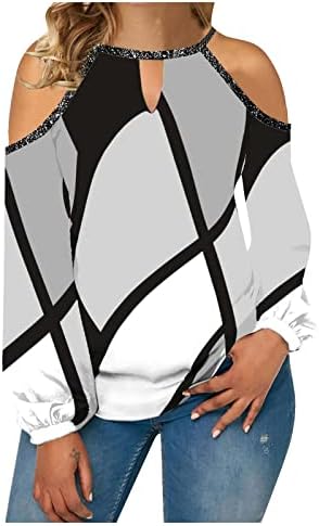 Nokmopo врвови за жени паѓаат моден случај на обичен темперамент цвет околу вратот од рамото, совпаѓајќи ја маицата со долг ракав со долги