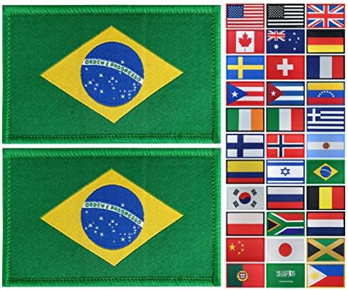 JBCD 2 пакет Бразил знамето, бразилски знамиња тактичка лепенка на гордоста на знамето за облека, за лепенка, воена лепенка, воена лепенка