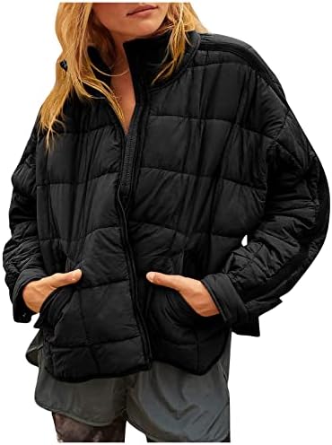 Уфоко есен трендовски пешачки јакна за жени со долги ракави култура на зрачење удобност лабава фитинг јакна дебела цврста висока