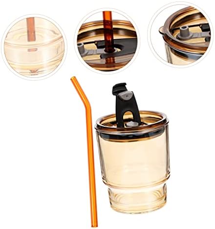 ORFOFE Coffee Cup Travel Straws To Go Coffee Cups with Lids Glass Coffee Mugs with Lids 4 Sets Travel Tumbler Bottle Beverage Cup Glass