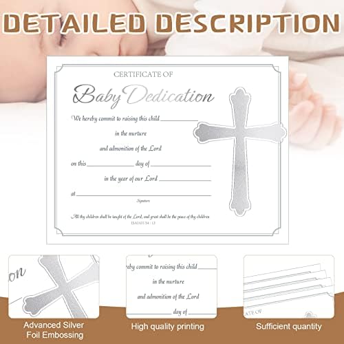 24 парчиња сертификат за посветеност на бебиња обложена хартија сертификат за посветеност на бебиња со бебешки сертификати за посветеност