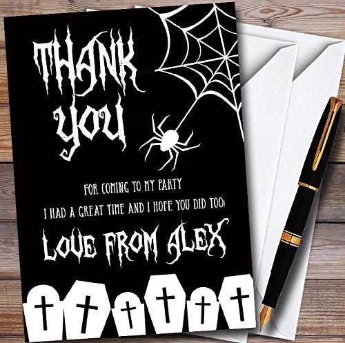Црно -бел пајак веб -персонализирана забава за Ноќта на вештерките Ви благодариме картички