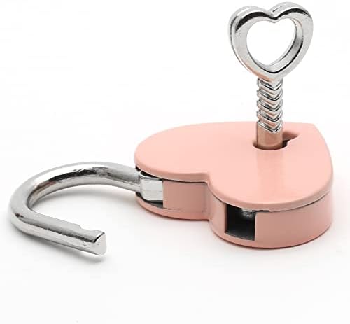 Auvotuis 3PCS мини метал катанец мал симпатичен катанец во форма на срце со клуч за дневник, кутија за накит, чанта