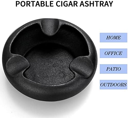 Цигарал цигара од пепел на отворено, керамика 3 големи слотови фиока за пепел за внатрешен двор/надворешна/затворена пепел, црна