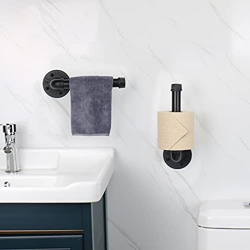 Држач за тоалетна хартија за индустриска цевка Ливабер - Гроздобер стил DIY wallид монтирање ролна Ткиво за крпа за бања дневна соба ходник