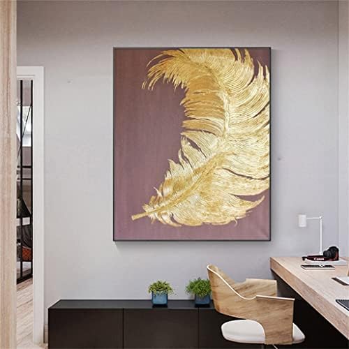 QJian рачно насликано апстрактно сликарство со злато лисја на платно убавина во боја апстрактно сликарство со масло од злато дрво