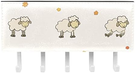 Кремасти овци малку цветни слатки решетки организатор со 5 куки wallидни кујнски полици за кујнски решетки Мултифункционални полица за складирање