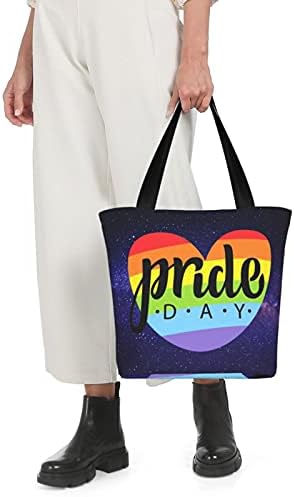 Геј гордост платно торба голема обична торба за рамо за еднократна торба за употреба торби за носење торби за жени кои патуваат работа