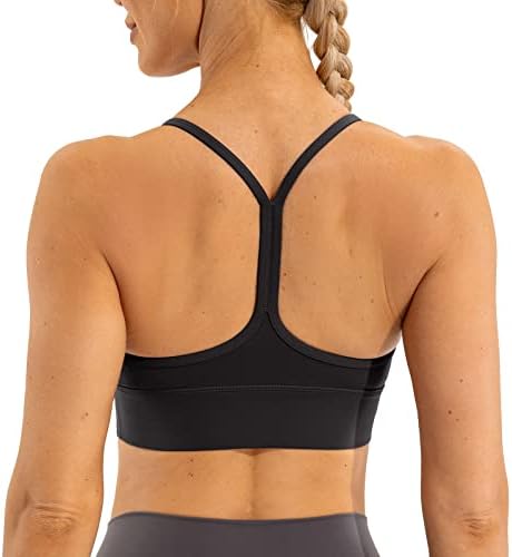 Lavento Women's y Back Sports Sports Bra Spaghetti Straps поставени тренинзи со ниско влијание јога градници