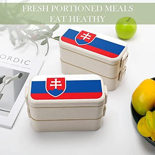 Знаме На Словачка Кутија За Ручек Бенто 2 Преграда Контејнери За Складирање Храна Со Лажица И Вилушка