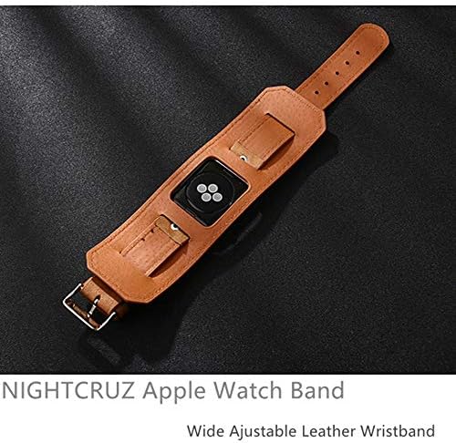 Nightcruz компатибилен со кожа на Apple Watch Band - Широка кожа прилагодлива нараквица за Apple Watch Series 5/4/3