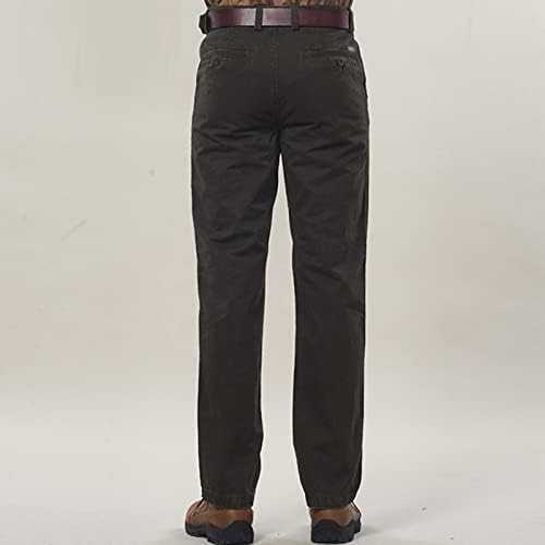 Мажите опуштени вклопени обични памучни пантолони чино рамни предни класични панталони со лесен деловен удобност панталони