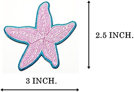 Еднаш x 3 парчиња. Пинк -fishвездена морска starвезда налепница на налепница железо на закрпи DIY апликација везена шива железо на костим за
