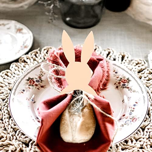 Орнаменти држачи дрвени велигденски зајаче салфетки прстени: рустикални зајаци салфетки прстени за сервисери прстени тока табела вечера