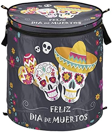 Мртов ден Диа Муертос Ноќта на вештерките Мексикански череп Поп -дополнете го алиштата со капакот за складирање на капакот, склопувачка