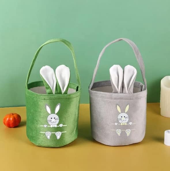 Велигденски зајаче корпи со кадифени торби - симпатични велигденски украси за деца и возрасни