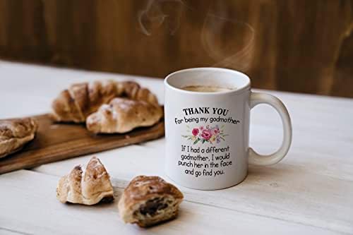 ДОТАИН Ви Благодариме Што Сте Мојата Кума Цветни Кафе Кригла, 11 Унца Двострани Керамички Кригла Чаша За Кафе Чај Млеко, Кума
