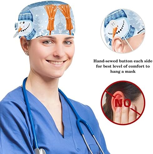Медицинска сестра капачиња со долга коса, прилагодливо работно капаче со копчиња со копчиња и лак за коса од коса