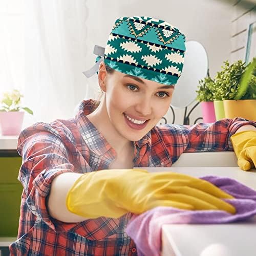 Niaocpwy 2pcs жени прилагодливо работно капаче со копче естетски букет цветен дизајн конска опашка торбичка вратоврска назад капа