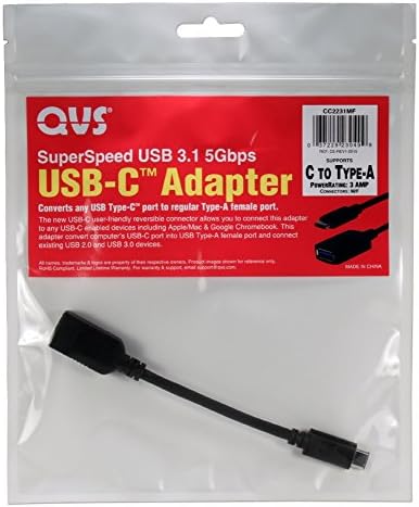 QVS 6 USB-C Машки ДО USB - Женски SuperSpeed 5gbps 3Amp Кабел
