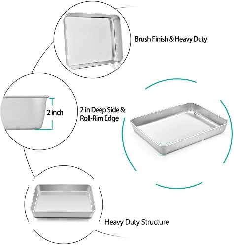 Тимфар Лазања Тава, 12⅖ х 9 ц х 2, Нерѓосувачки Челик Правоаголни Торта Пусти Тепсија Тава За Печење Печење, Здрава &засилувач; Тешки,