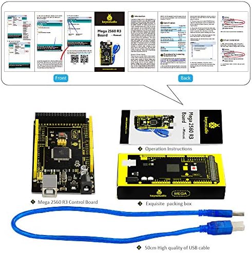 Одбор на Keyestudio Mega 2560 R3 за проекти на Arduino со USB кабел