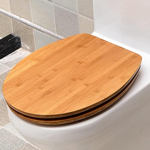 Ldpelk D-облик бамбус дрвено тоалетно седиште, бамбус дрвено тоалетно седиште меко блиску, издржливо дрво со прилагодливи шарки,