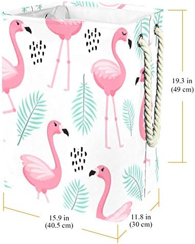 Инхомер Тропски Фламинго ШЕМА 300д Оксфорд Пвц Водоотпорна Облека Ја Попречува Големата Корпа За Перење За Ќебиња Играчки За Облека