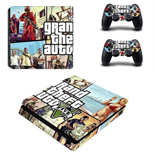 За PS4 Slim - Game Grand GTA Theft и Auto PS4 или PS5 налепница за кожа за PlayStation 4 или 5 конзола и контролори Декларална винил DUC