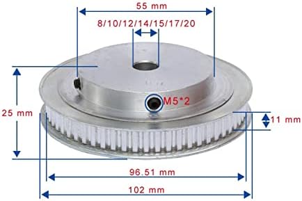 Mechanical Smooth XL-60T Timing Pulley, Bore 8/10/12/14/15/17/20mm, Teeth Pitch 5.08mm, Aluminum Pulley Wheel, Width 11mm, for
