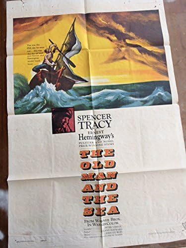 Стариот човек и морето, оригиналниот постер за шарен филм од 1958 година, преклопен, Спенсер Трејси