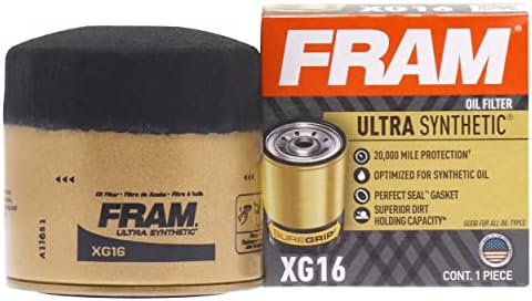 Fram Ultra Synthetic Automotive Filter Filter Oil, дизајниран за промени во синтетичко масло што трае до 20 килограми милји, XG16