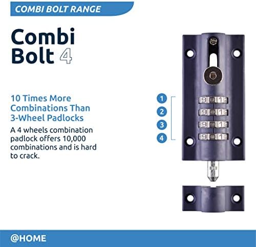 Squire Combi Bolt Dorch Lock - завртка за заклучување на комбинација од 4 тркала - Водоотпорно тело за умирање од кастило -