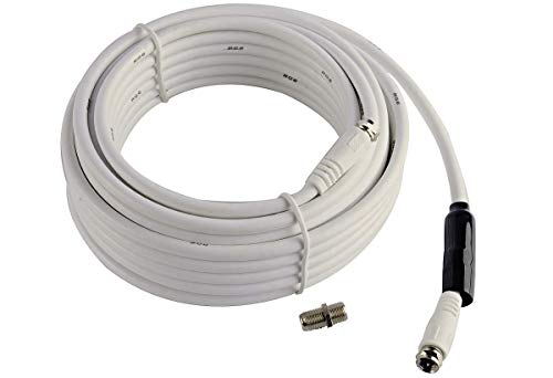 McDuory Coaxial RG6 кабел со F -Male конектор -бели -капачиња за зафат -со адаптер за спојување F -F -F