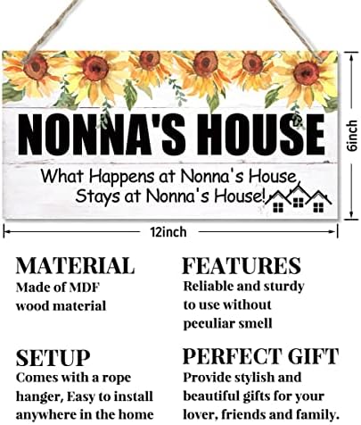 Знак за стил на гроздобер Едкто, куќата на Нона Што се случува во куќата на Нона, останува во куќата на Нона, виси дрво знак дома декоративен,