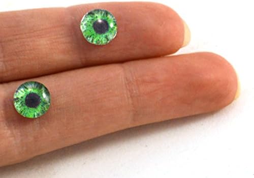 8мм стаклени очи во зелен пар човечки занаетчиски снабдување со рамен кабохони за данок на кукли или накит